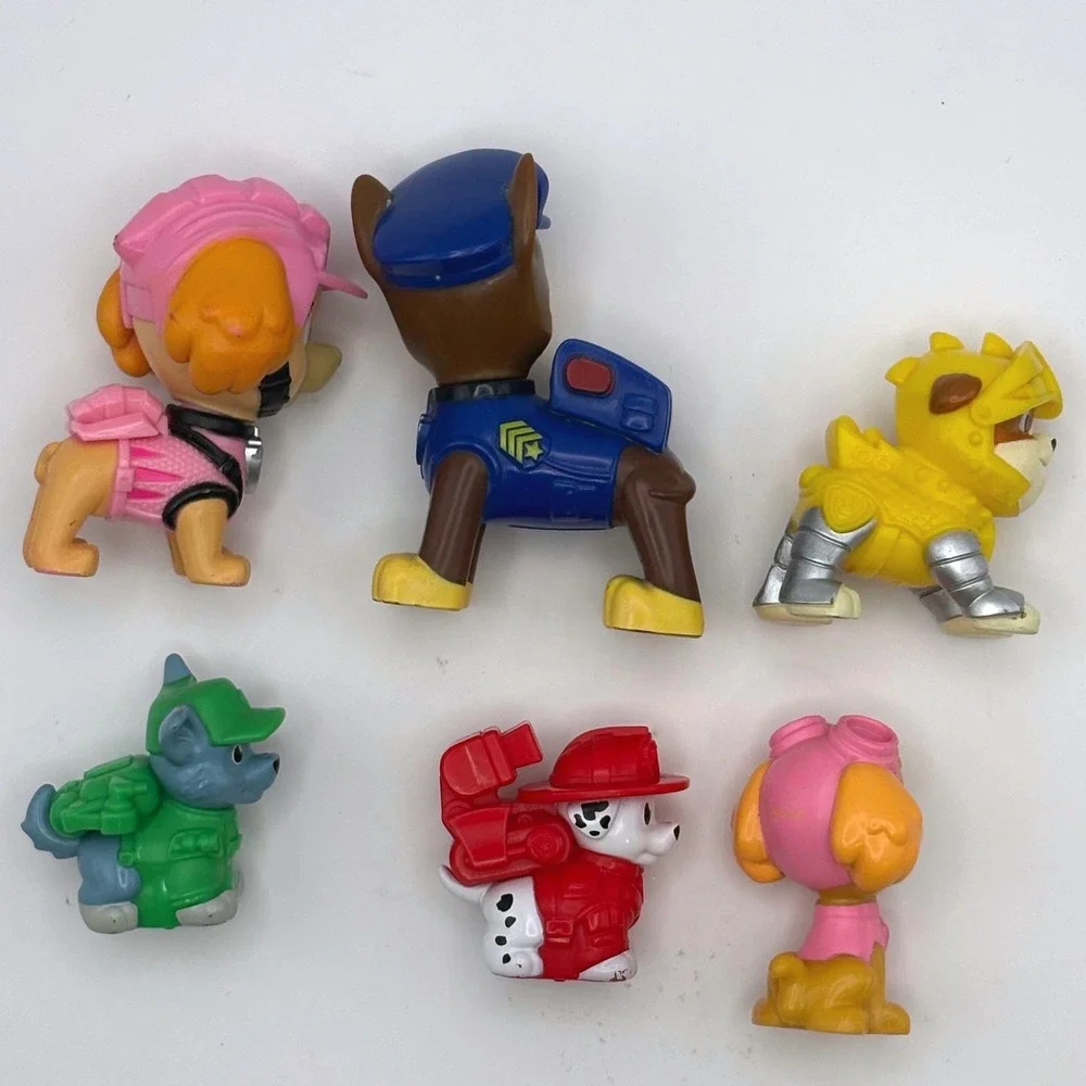 Paw Patrol Mini Figures Lot of 6 Chase Marshall Skye Rocky Rubble Cake Toppers